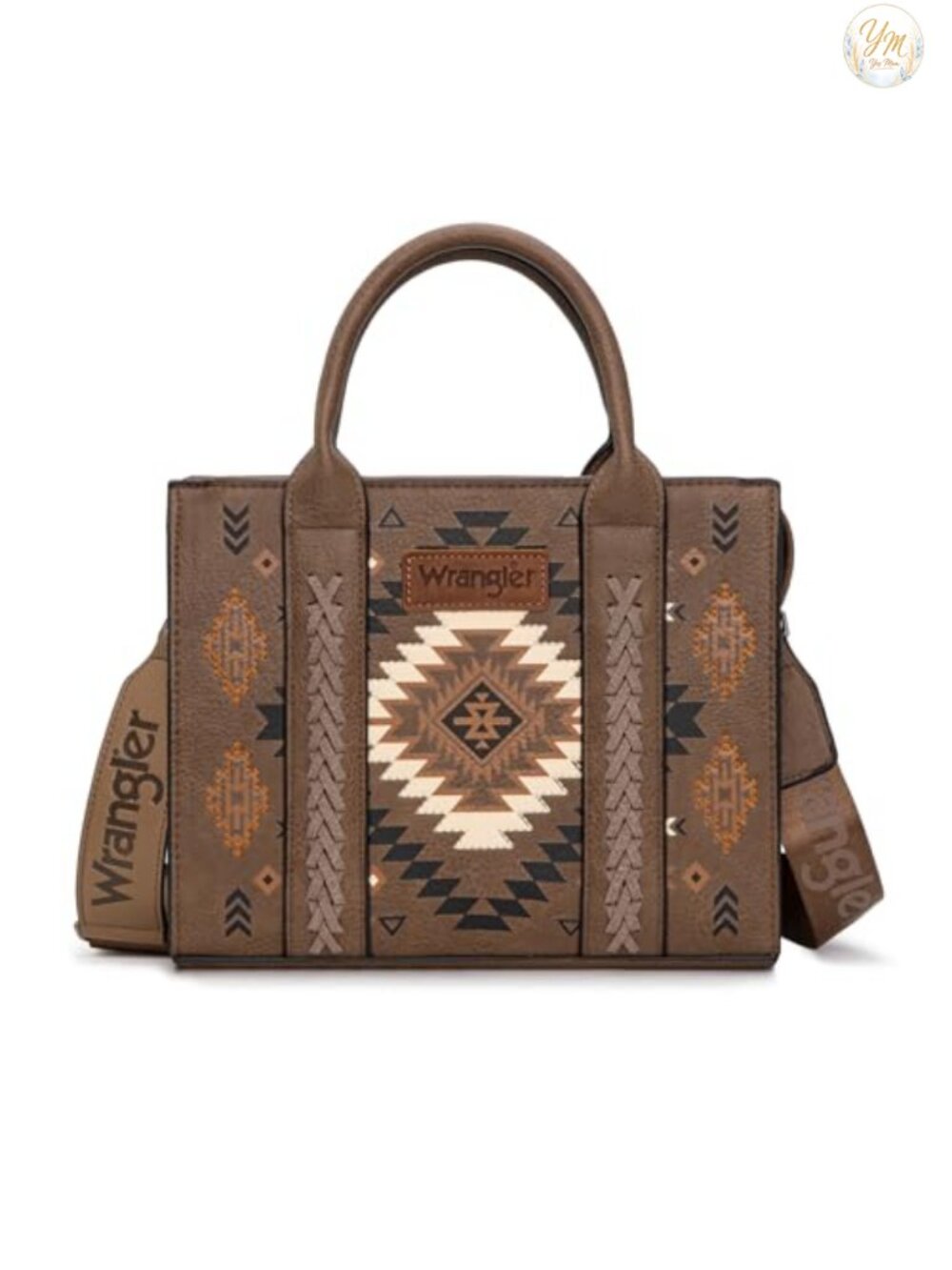 Wrangler Faux Leather Tote Bag for Women Western Floral Braided Purse with